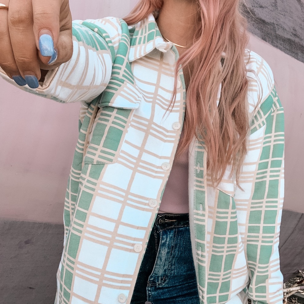 All Aligned Slouchy Check Shacket
